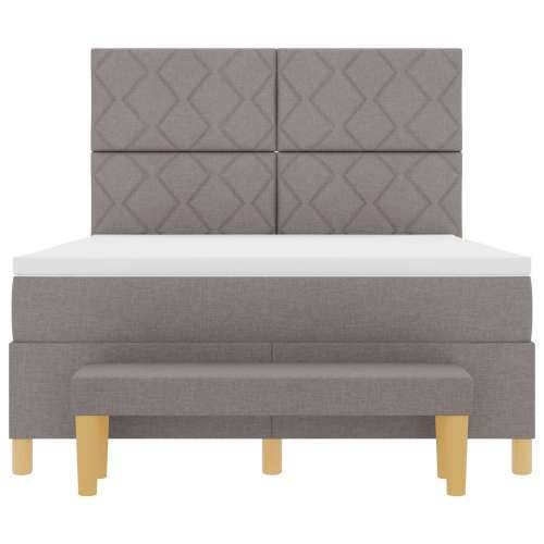 Krevet s podnicom s madracem i klupom taupe 140x190 cm tkanina Cijena