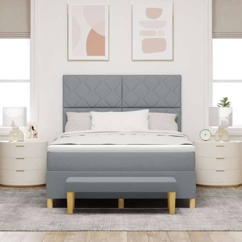 Box Spring Krevet s Madracem & Klupom Svjetlosiva 140x200 cm Tkanina Cijena