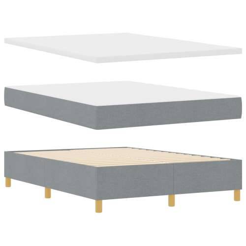 Box Spring Krevet s Madracem & Klupom Svjetlosiva 140x200 cm Tkanina Cijena