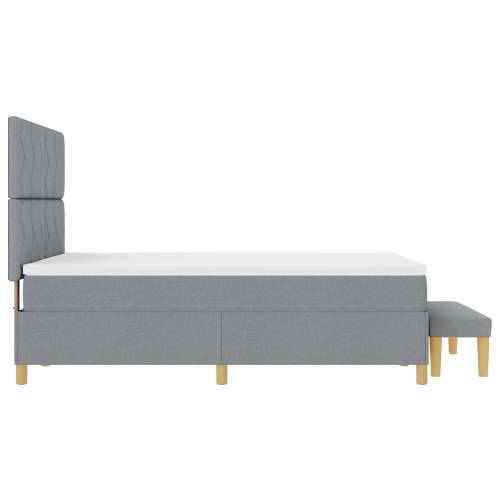 Box Spring Krevet s Madracem & Klupom Svjetlosiva 140x200 cm Tkanina Cijena