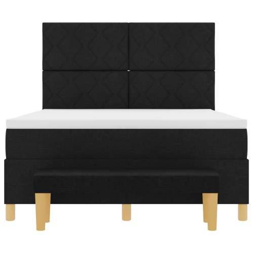 Box Spring Krevet s Madracem i Klupom Crni 140x200 cm Tkanina Cijena
