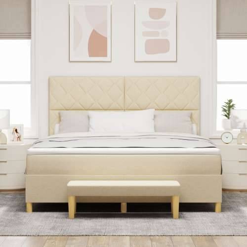 Krevet s kutijom s madracem i klupom krem 180x200 cm tkanina Cijena