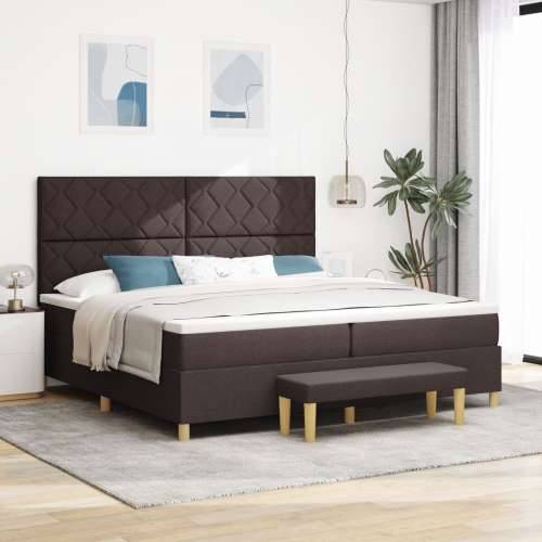 Box Spring krevet s madracem i klupicom tamnosmeđi 200x200 cm Tkanina Cijena