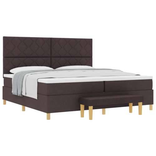 Box Spring krevet s madracem i klupicom tamnosmeđi 200x200 cm Tkanina Cijena