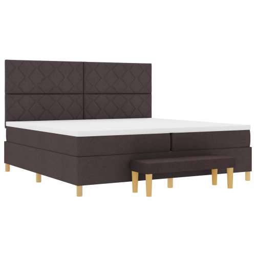 Box Spring krevet s madracem i klupicom tamnosmeđi 200x200 cm Tkanina Cijena