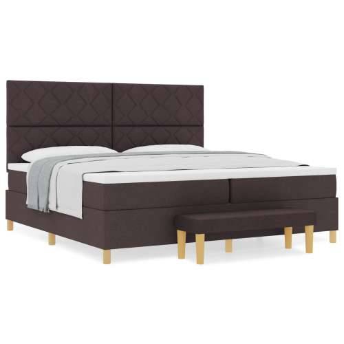 Box Spring krevet s madracem i klupicom tamnosmeđi 200x200 cm Tkanina Cijena