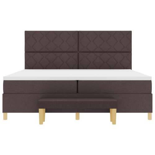 Box Spring krevet s madracem i klupicom tamnosmeđi 200x200 cm Tkanina Cijena