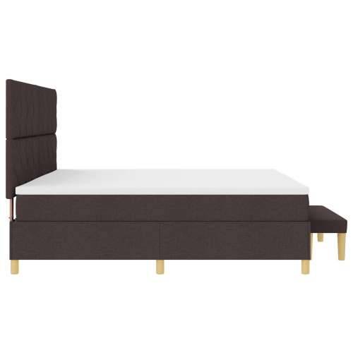 Box Spring krevet s madracem i klupicom tamnosmeđi 200x200 cm Tkanina Cijena
