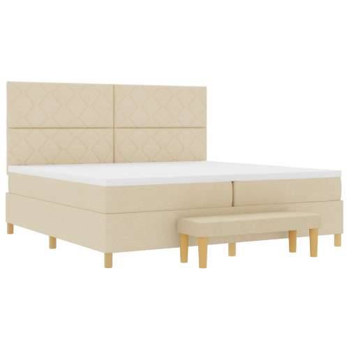Krevet s kutijom s madracem i klupom Krem 200x200 cm Tkanina Cijena