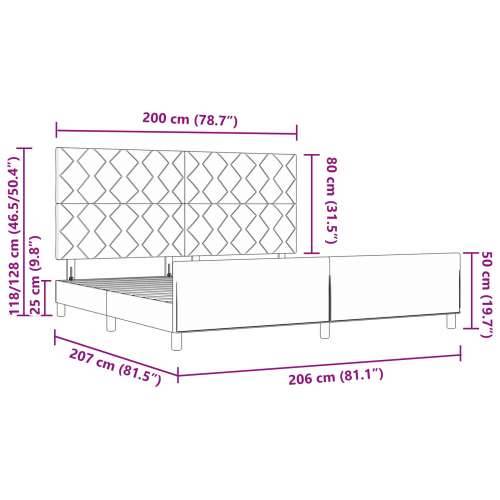 Krevet u tamnosivoj boji 200x200 cm od tkanine Cijena