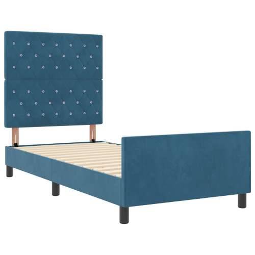 Krevet u tamnoplavoj boji 90x200 cm od luksuznog pliša Cijena