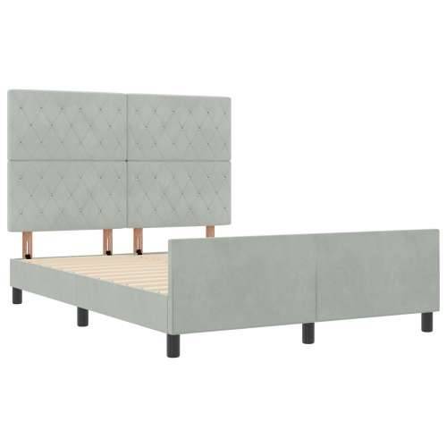 Krevet od svjetlosive baršunaste tkanine 140x190 cm Cijena