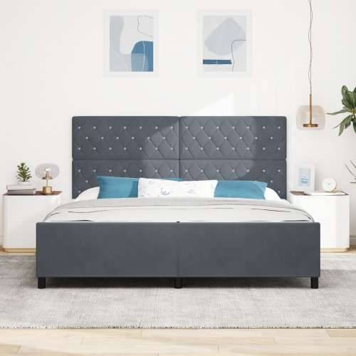 Krevet Tamno Sivi 200x200 cm Baršun Cijena