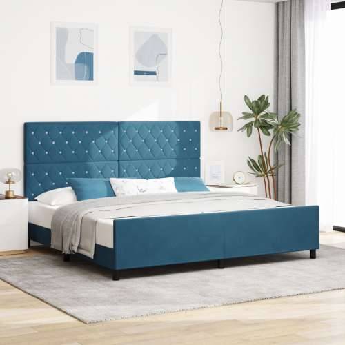 Krevet od tamnoplave baršunaste tkanine 200x200 cm Cijena