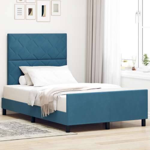 Tamnoplavi Baršunasti Krevet 120x190 cm Cijena