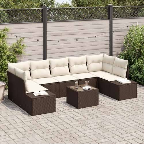 Vrtni sofa set Set od 8 Smeđa i bijela Ratan i poliester Cijena