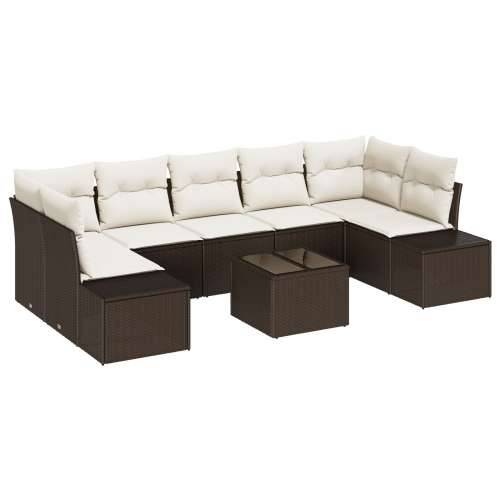 Vrtni sofa set Set od 8 Smeđa i bijela Ratan i poliester Cijena