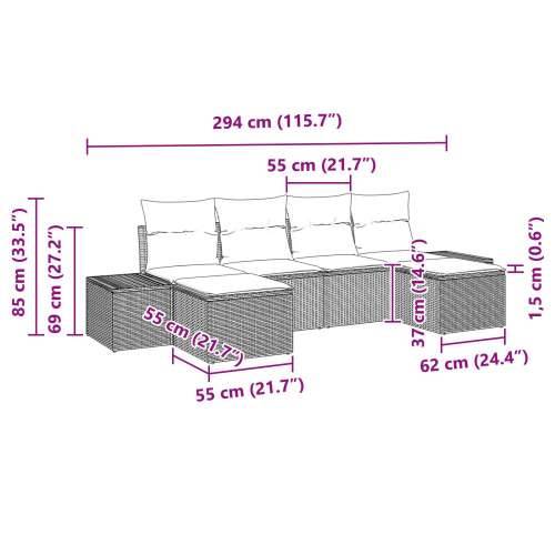 Set od 6 vrtnih kauča s jastučićima Bež poli ratan Cijena