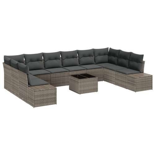10 komadni set vrtnih sofa s jastučićima, crni poli ratan Cijena