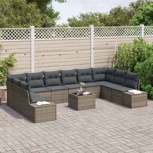 10 komadni set vrtnih sofa s jastučićima, crni poli ratan Cijena