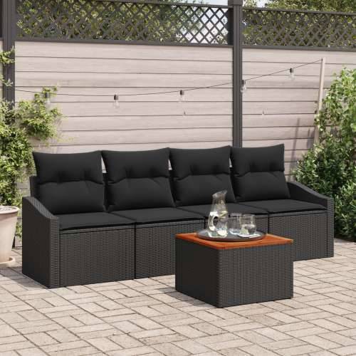 set od 5 vrtnih sofa s jastucima Crna Poli ratan Akacija Cijena