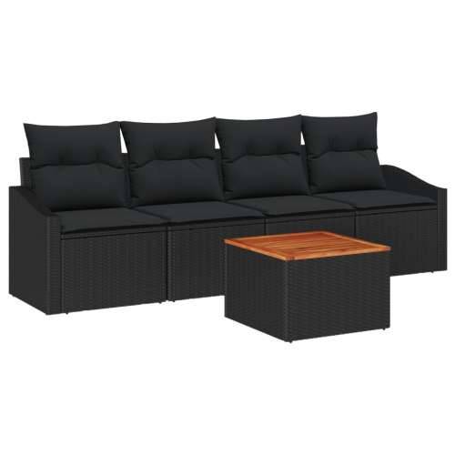 set od 5 vrtnih sofa s jastucima Crna Poli ratan Akacija Cijena