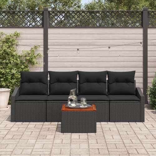 set od 5 vrtnih sofa s jastucima Crna Poli ratan Akacija Cijena