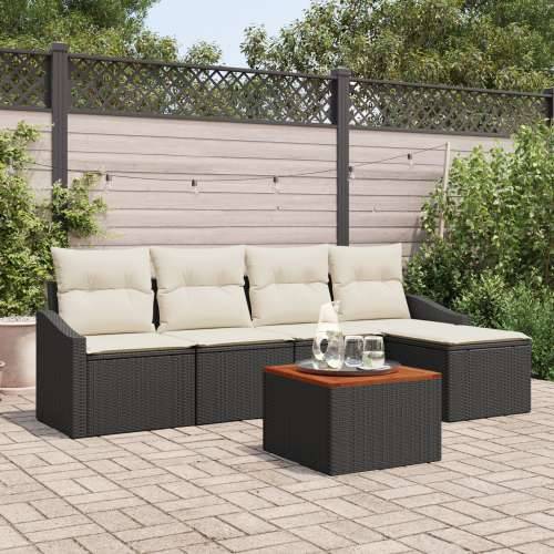 set od 6 vrtnih sofa s jastucima crni poli ratan akacija Cijena