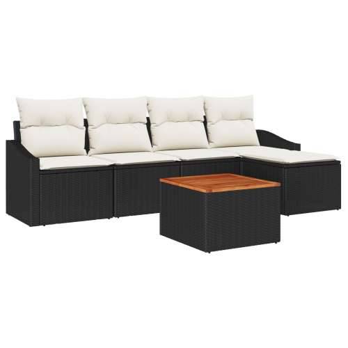 set od 6 vrtnih sofa s jastucima crni poli ratan akacija Cijena