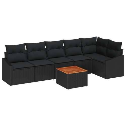7-dijelni vrtni sofa set s jastučićima crni poli ratan akacija Cijena
