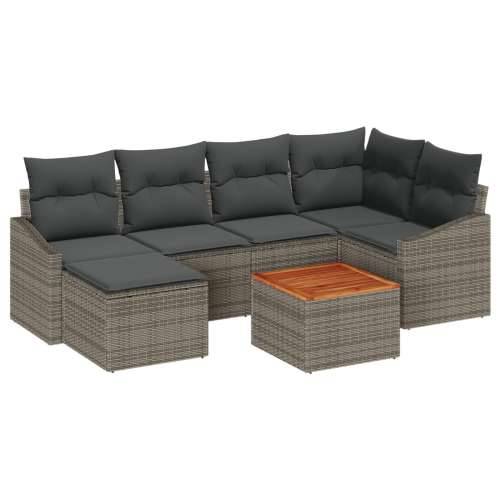 7-dijelni vrtni sofa set s jastučićima sivo poli ratan akacija Cijena