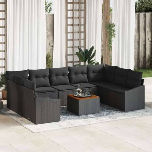 set od 10 komada vrtnih sofa s jastučićima crni poli ratan akacija Cijena