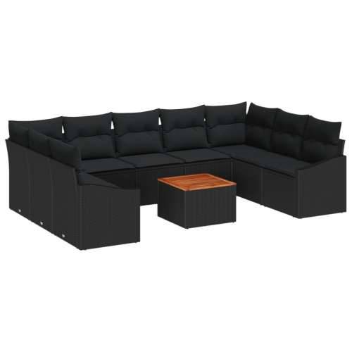 set od 10 komada vrtnih sofa s jastučićima crni poli ratan akacija Cijena