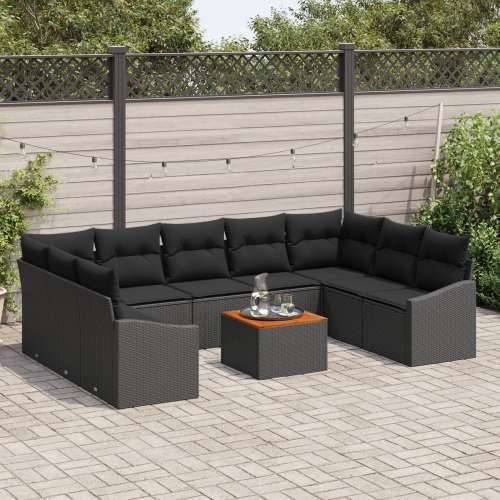 set od 10 komada vrtnih sofa s jastučićima crni poli ratan akacija Cijena