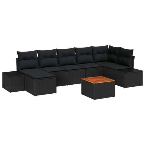 8 Dijelni Vrtni Sofa Set s Jastucima Crna Poli Ratan Akacija Cijena