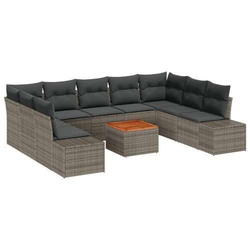 10-dijelni vrtni sofa set s jastučićima siva poli ratan akacija Cijena