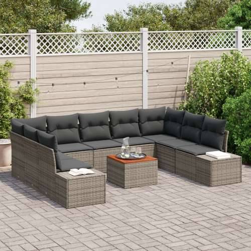 10-dijelni vrtni sofa set s jastučićima siva poli ratan akacija Cijena