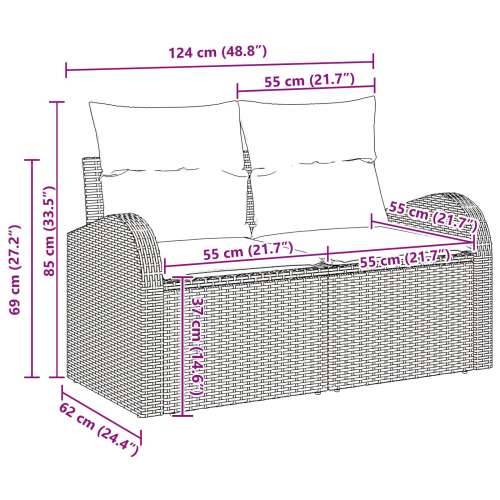 5 Dijelni Vrtna Sofa Set s Jastučićima Bež Poli Ratan Cijena