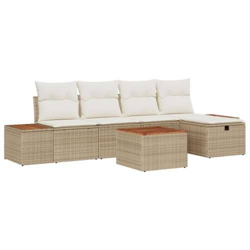set od 6 komada vrtnih sofa s jastucima bež poli ratan Cijena