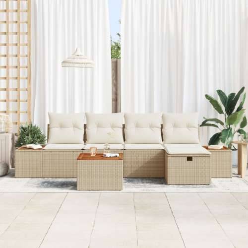 set od 6 komada vrtnih sofa s jastucima bež poli ratan Cijena
