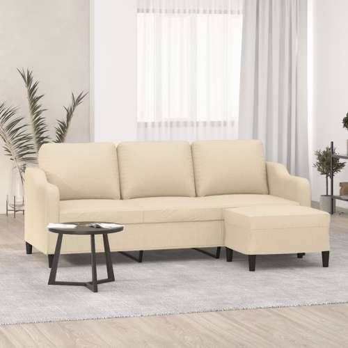Trosjed s tabureom krem 180 cm od tkanine - Krema Cijena
