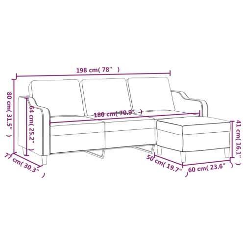 Trosjed s tabureom krem 180 cm od tkanine - Krema Cijena