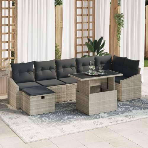 8-dijelni vrtni sofa set s jastučićima svijetlo sivi poly ratan Cijena