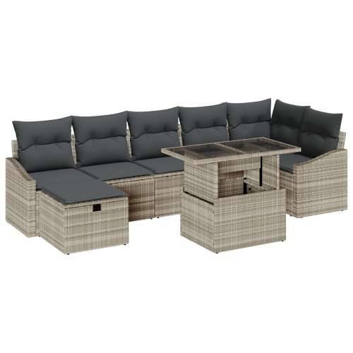 8-dijelni vrtni sofa set s jastučićima svijetlo sivi poly ratan Cijena