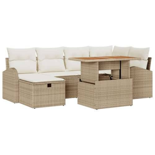 7-dijelni vrtni sofa set s jastučićima Bež poli ratan Cijena