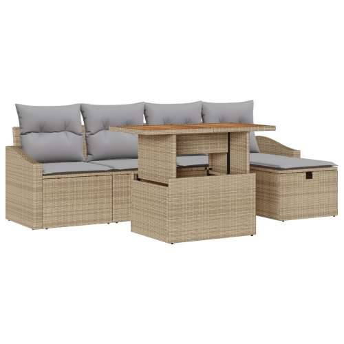 Vrtna garnitura - 6-dijelni set vrtnih sofa s jastučićima Bež Poli rattan Cijena