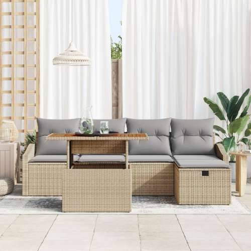 Vrtna garnitura - 6-dijelni set vrtnih sofa s jastučićima Bež Poli rattan Cijena