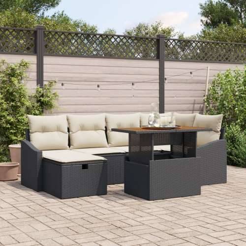 set od 7 vrtnih sofa s jastučićima crni poli ratan Cijena