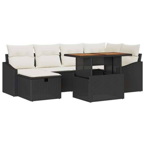 set od 7 vrtnih sofa s jastučićima crni poli ratan Cijena