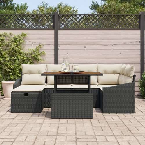 set od 7 vrtnih sofa s jastučićima crni poli ratan Cijena
